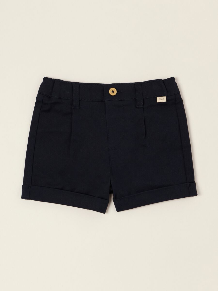 Shorts blu in cotone elasticizzato da neonato regular fit_0