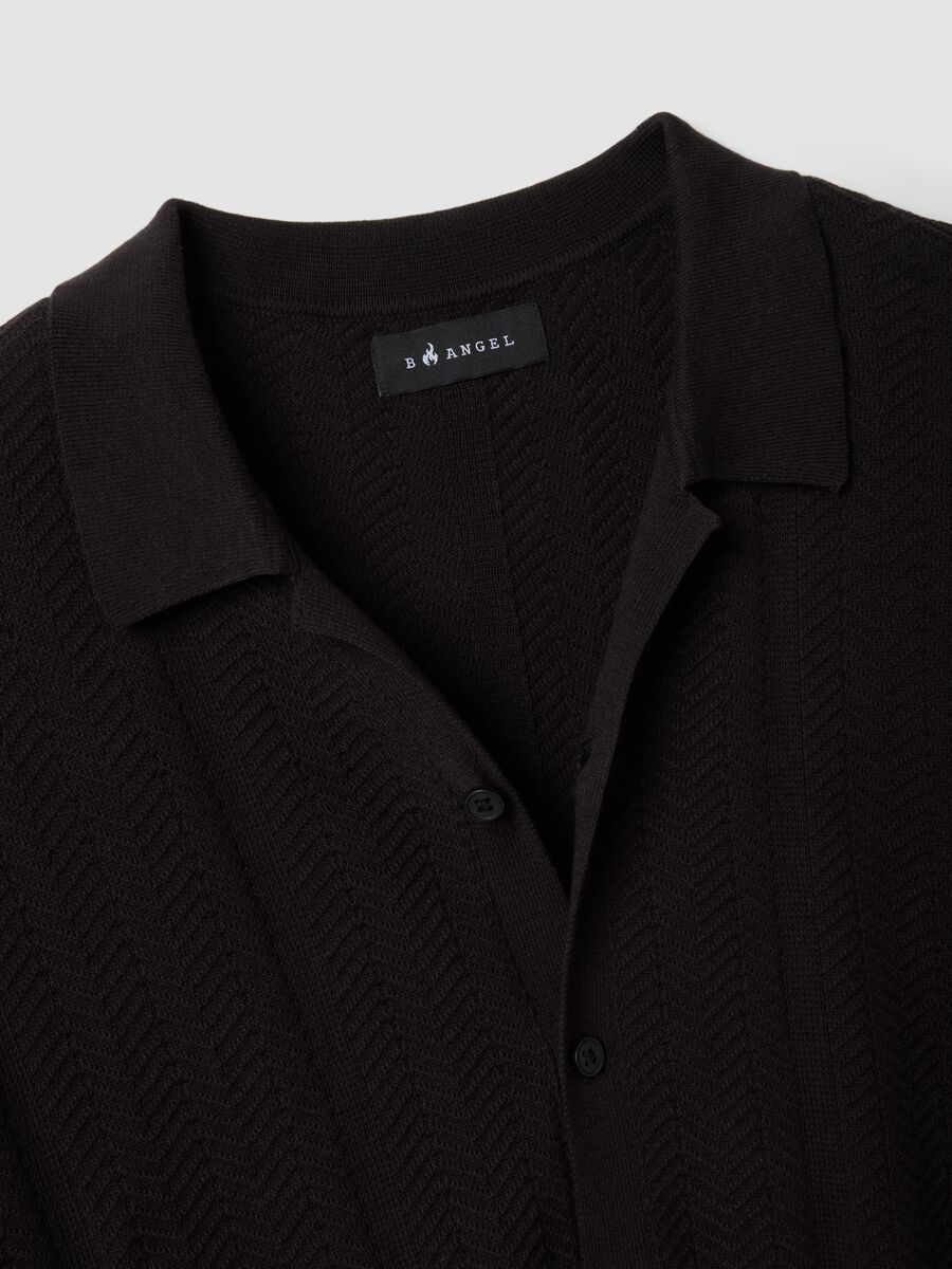 Black pure cotton short-sleeve oversized shirt_5