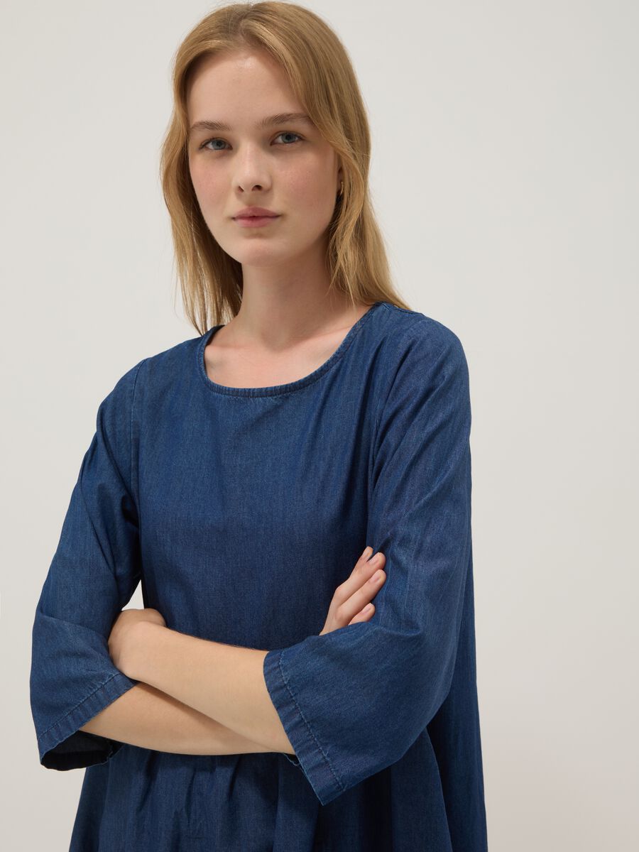 Blue pure cotton midi dress_2