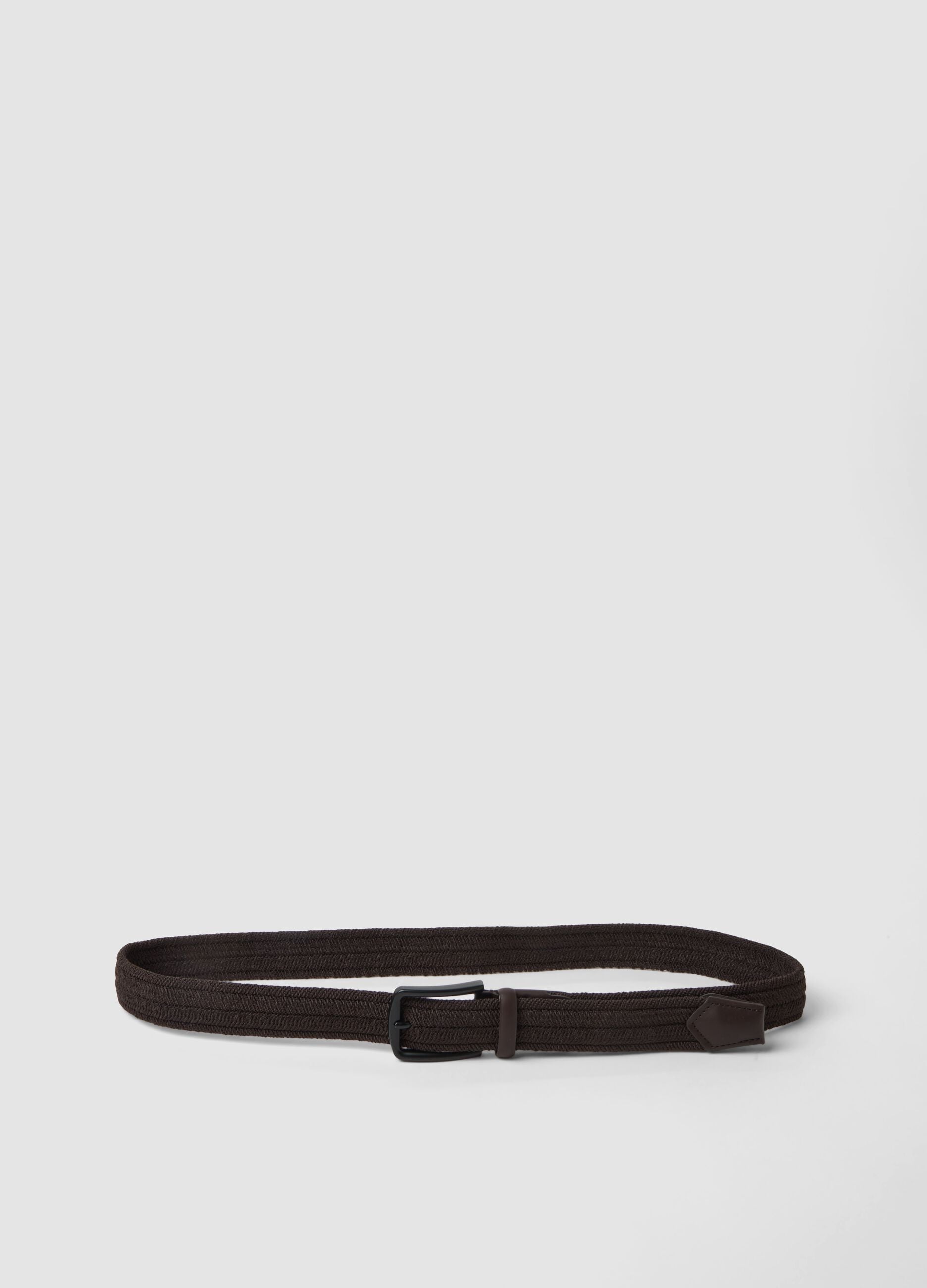 Brown braided belt with matte buckle