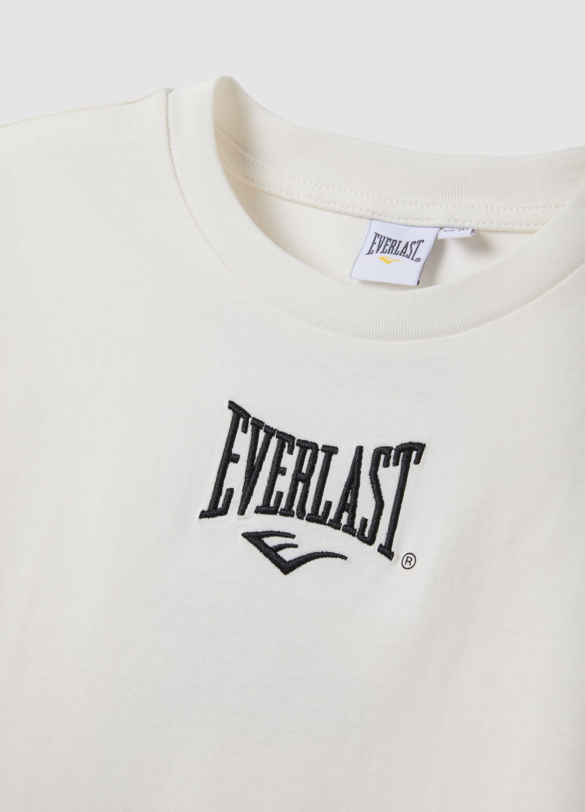 White pure cotton T-shirt with print, regular fit for boys