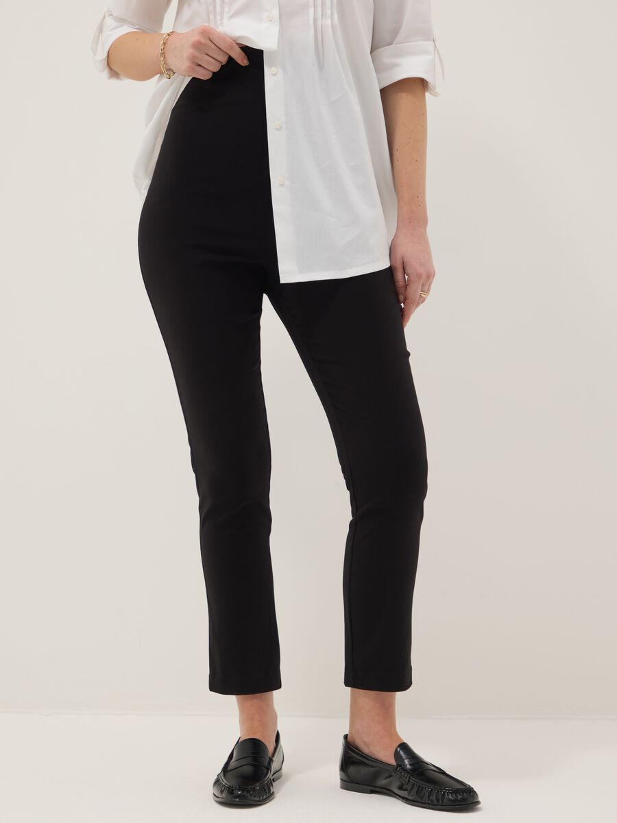 Black Stretch Viscose Maternity Slim Trousers_2