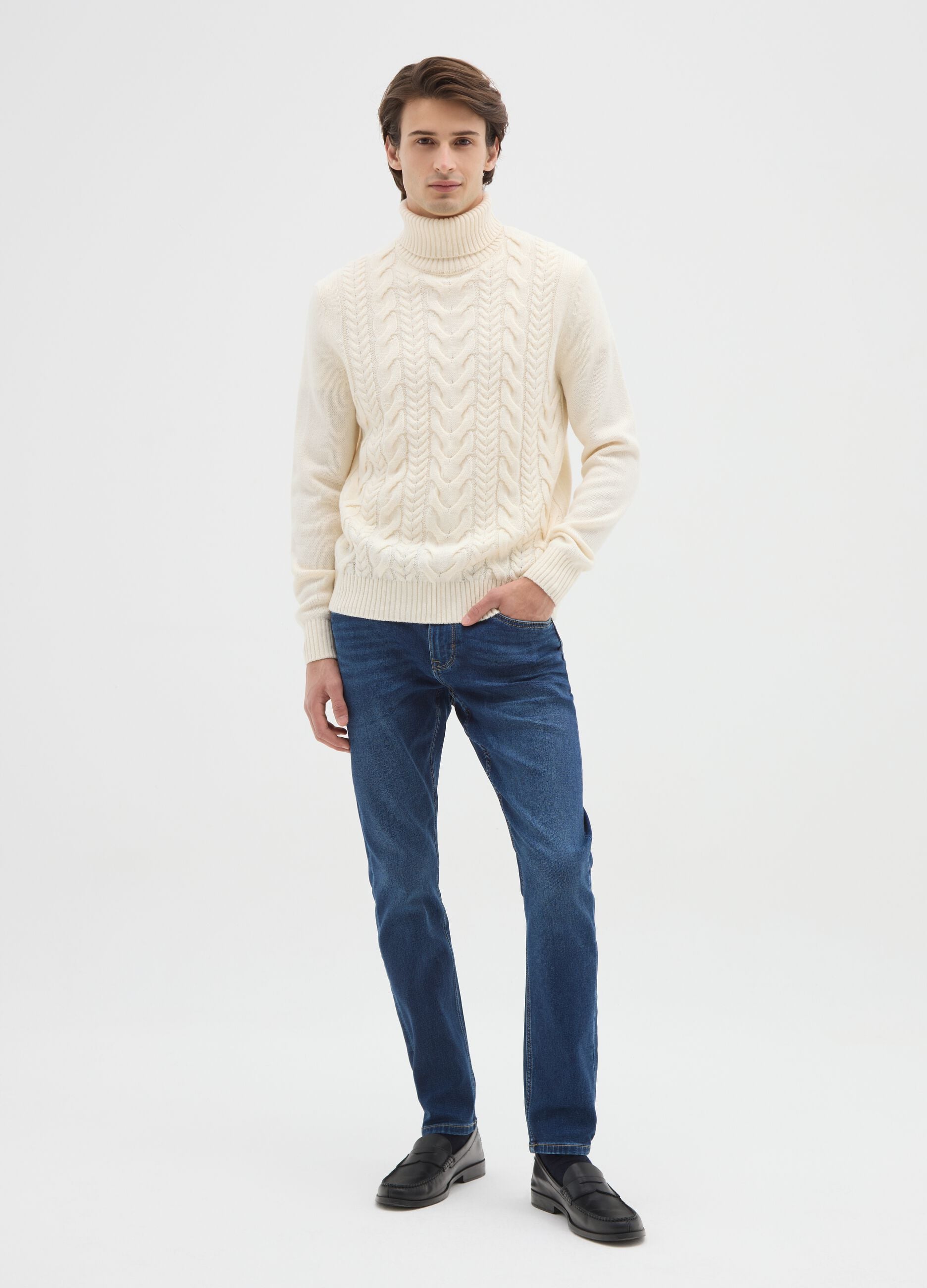 Blue denim jeans in cotton blend skinny fit