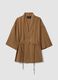Brown linen blend regular fit blazer with ties_4