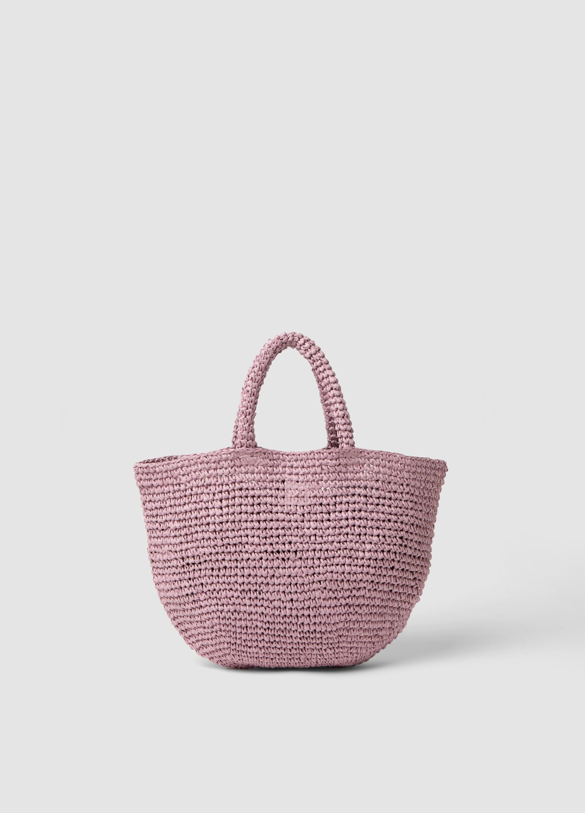 Pink beach bag in pure paper-fabric