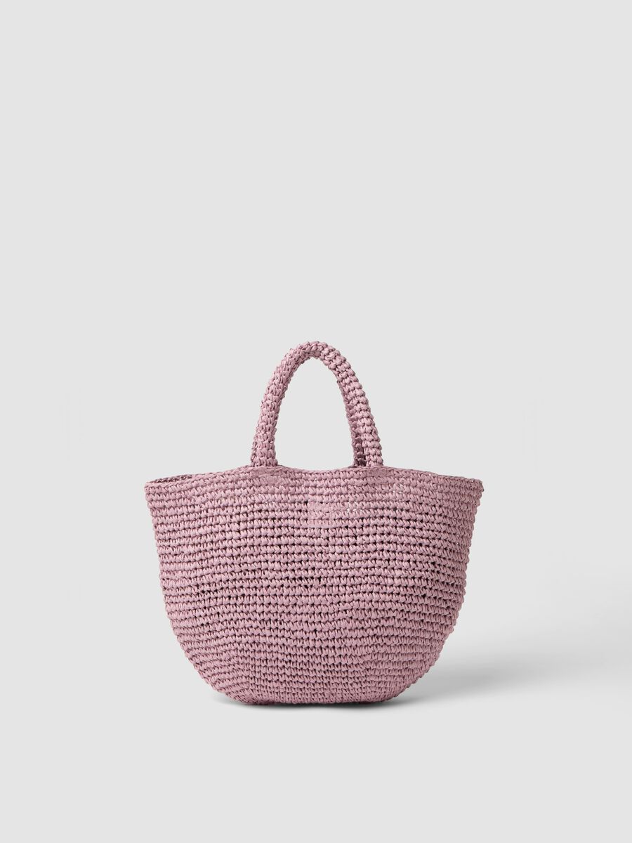 Pink beach bag in pure paper-fabric_1