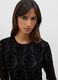 Black regular-fit T-shirt in sheer stretch fabric with pattern_0