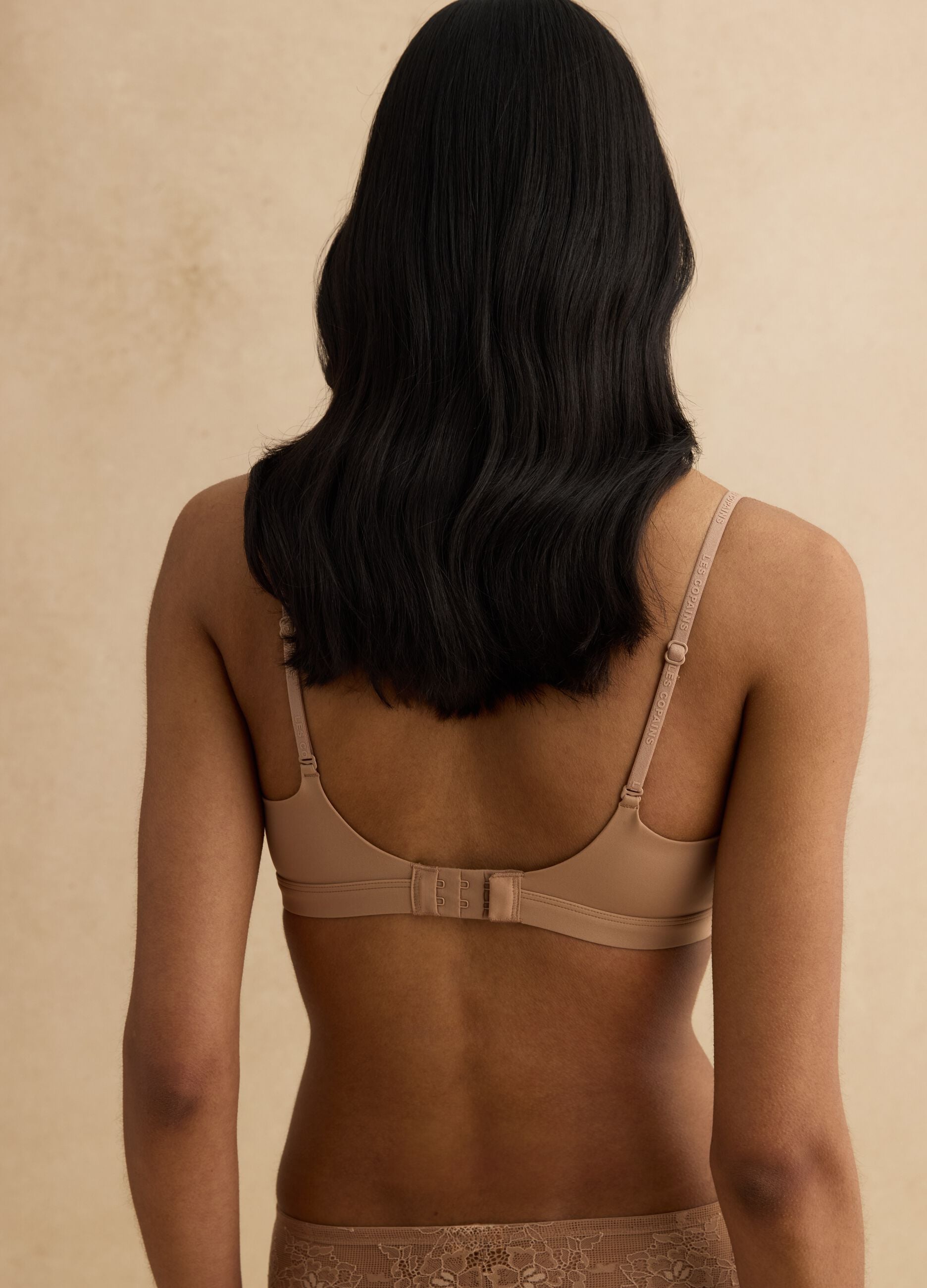 Beige microfibre triangle bra