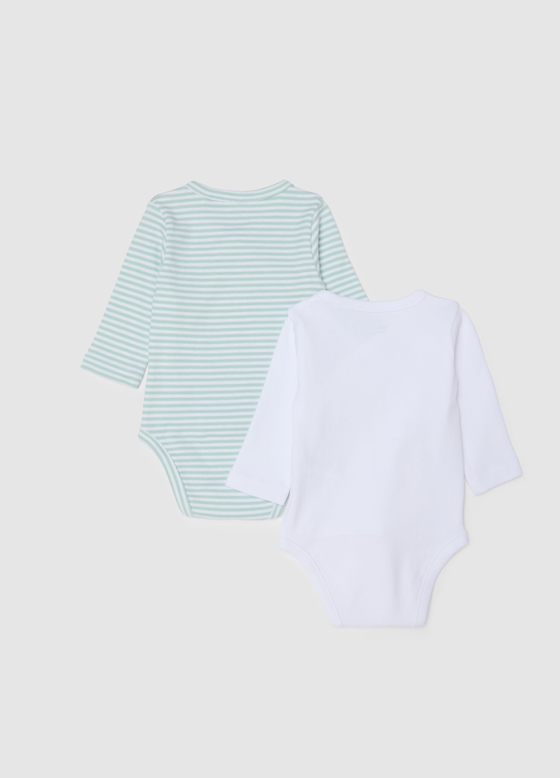 Multicolour Long Sleeve Bodysuit Twin Pack for Infants in Pure Cotton
