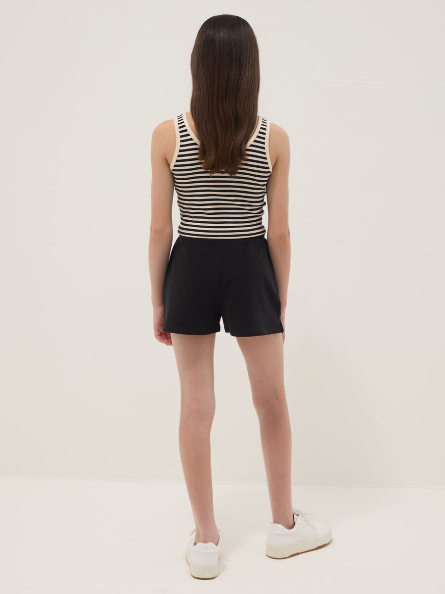 Girls&rsquo; black and beige fitted stretch-cotton set_1
