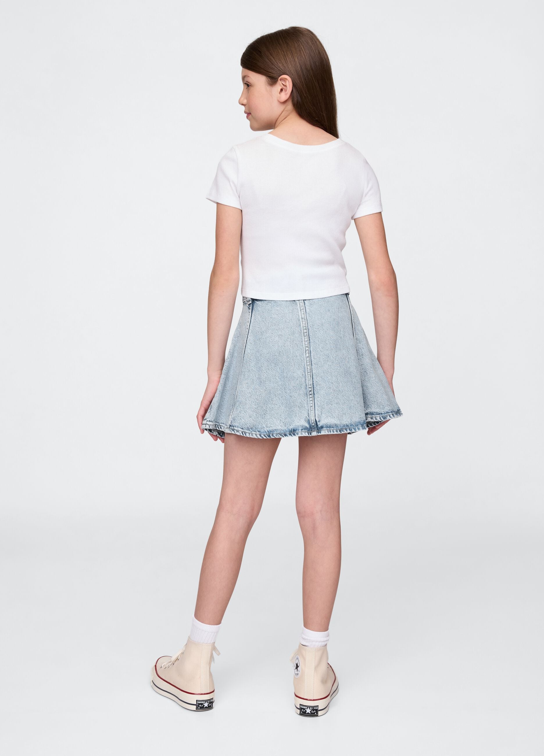 Flared denim skirt with pockets