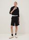 Black cotton-blend regular-fit shorts with elasticated waist_0