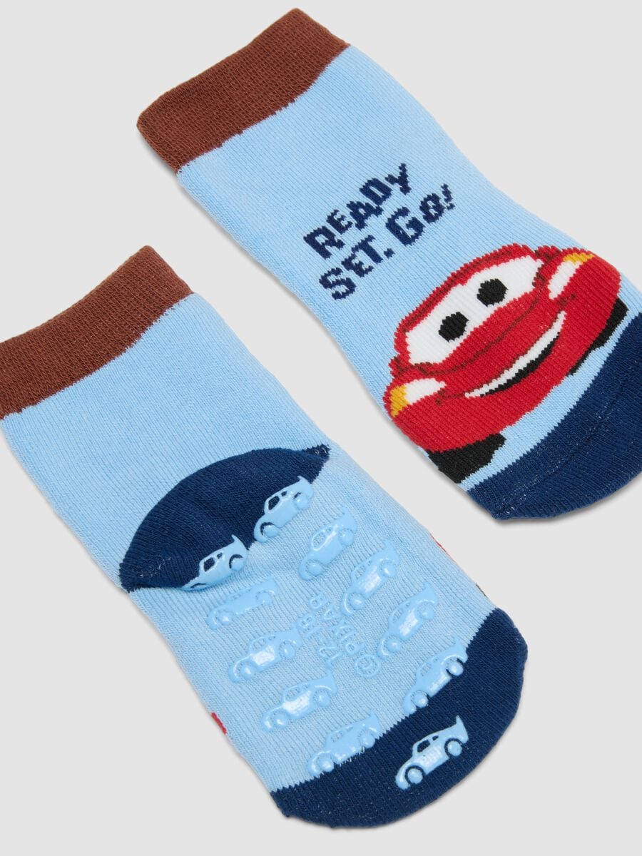 2-pack of non-slip organic stretch cotton socks with Cars print_1