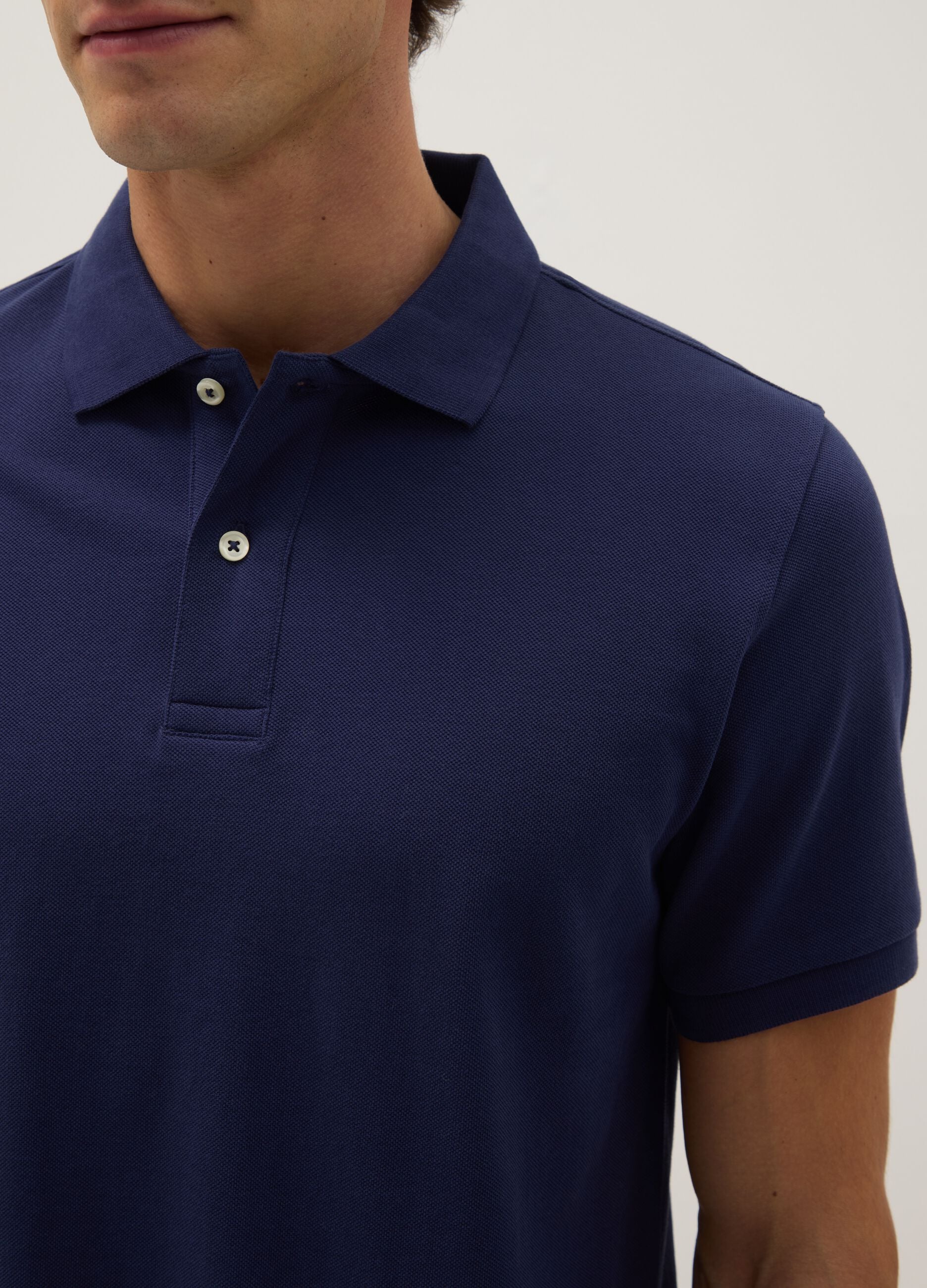 Blue pure cotton polo shirt regular fit