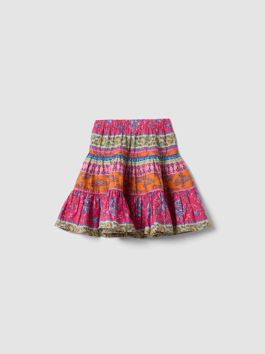 Multicolour pure cotton skirt with ruffle hem_4