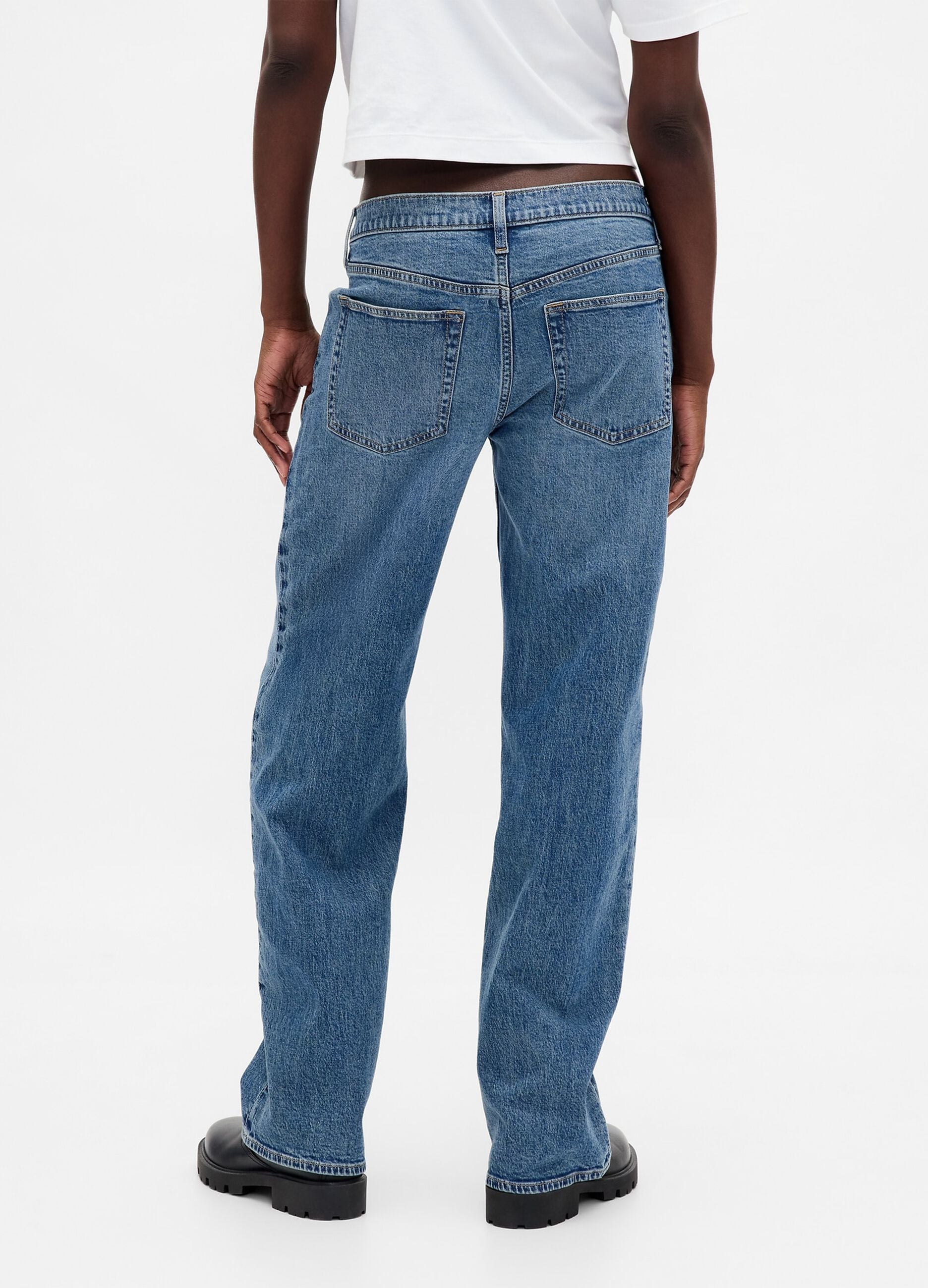 Wide-leg stretch denim jeans