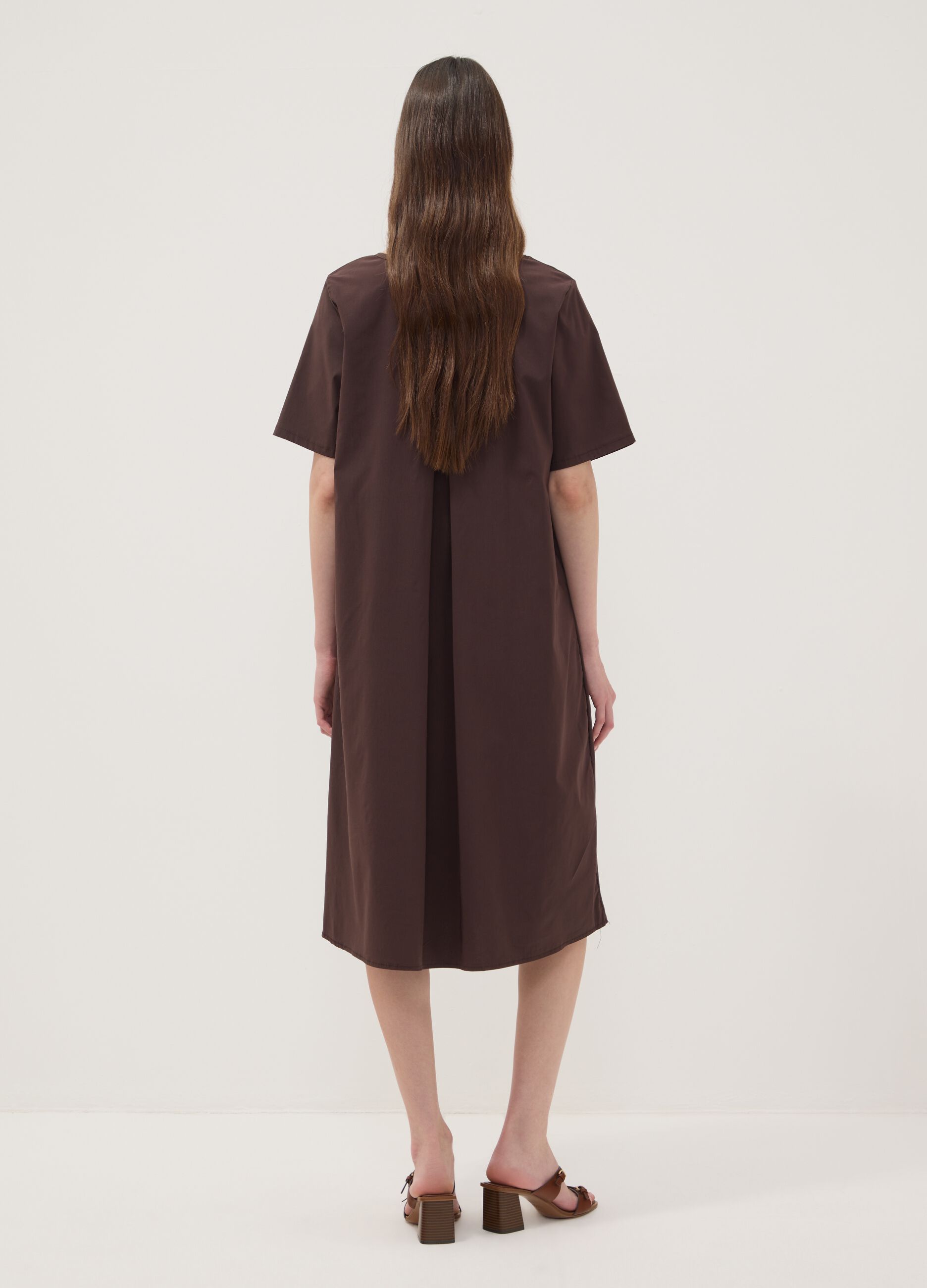 Brown midi stretch viscose dress, regular fit