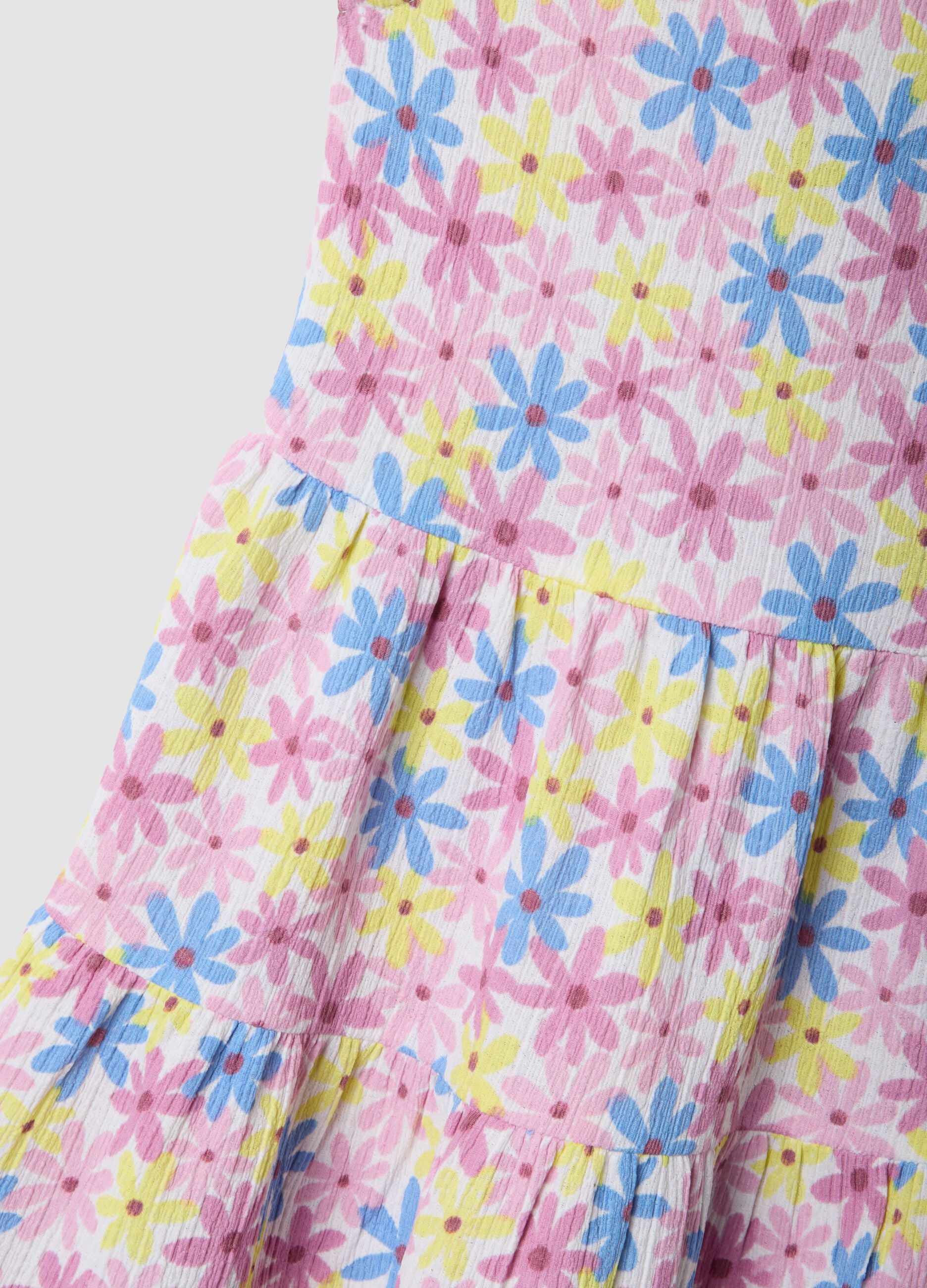Girls&rsquo; multicolour sleeveless floral stretch dress
