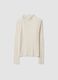 White ribbed Tencel&trade; Lyocell and wool blend T-shirt, regular fit_0