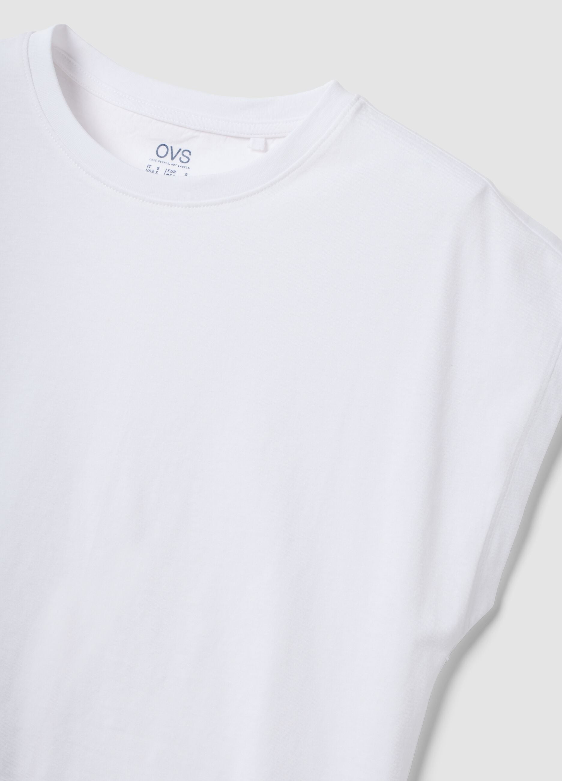 White pure cotton short-sleeve T-shirt, regular fit