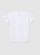 White T-shirt in cotton with print and flounce_1