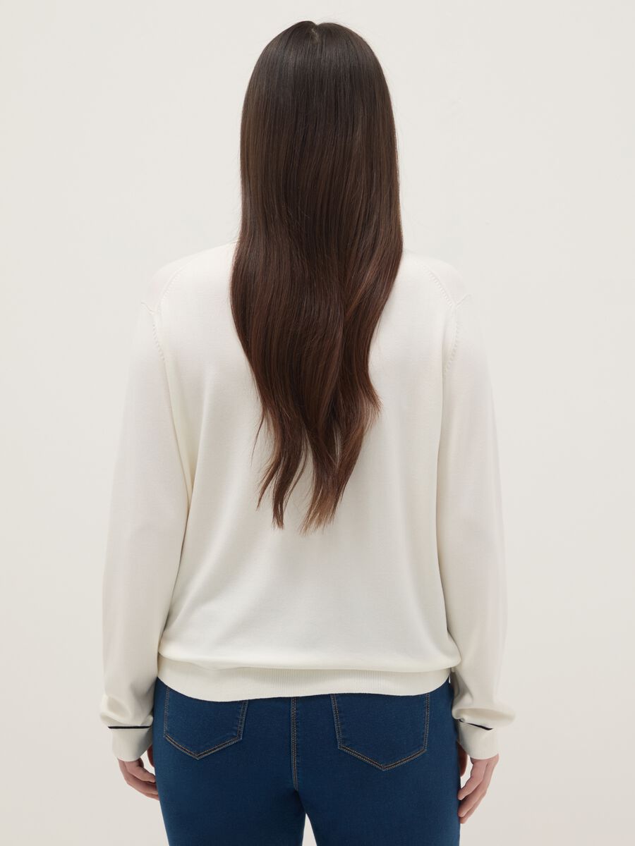 White viscose blend sweater with regular fit polo collar_2