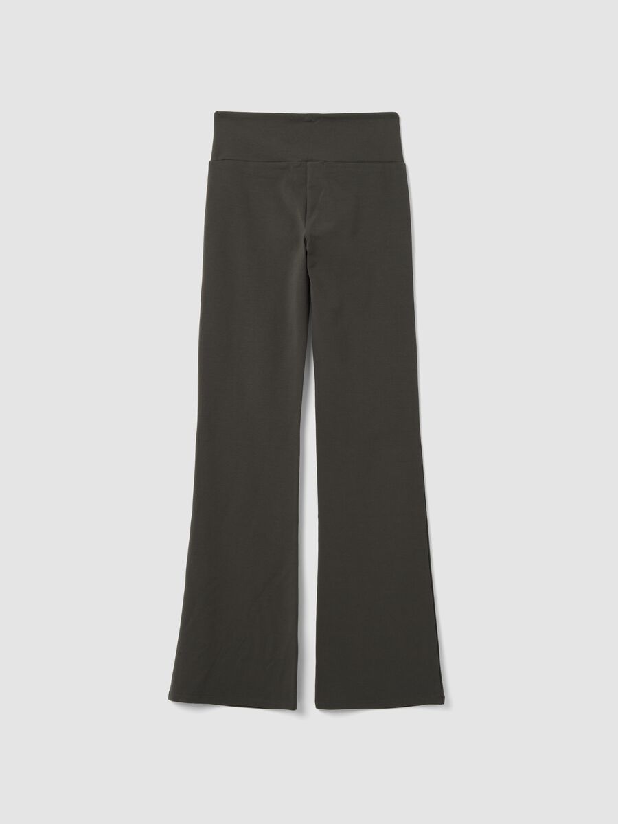 Grey stretch cotton flared trousers_5