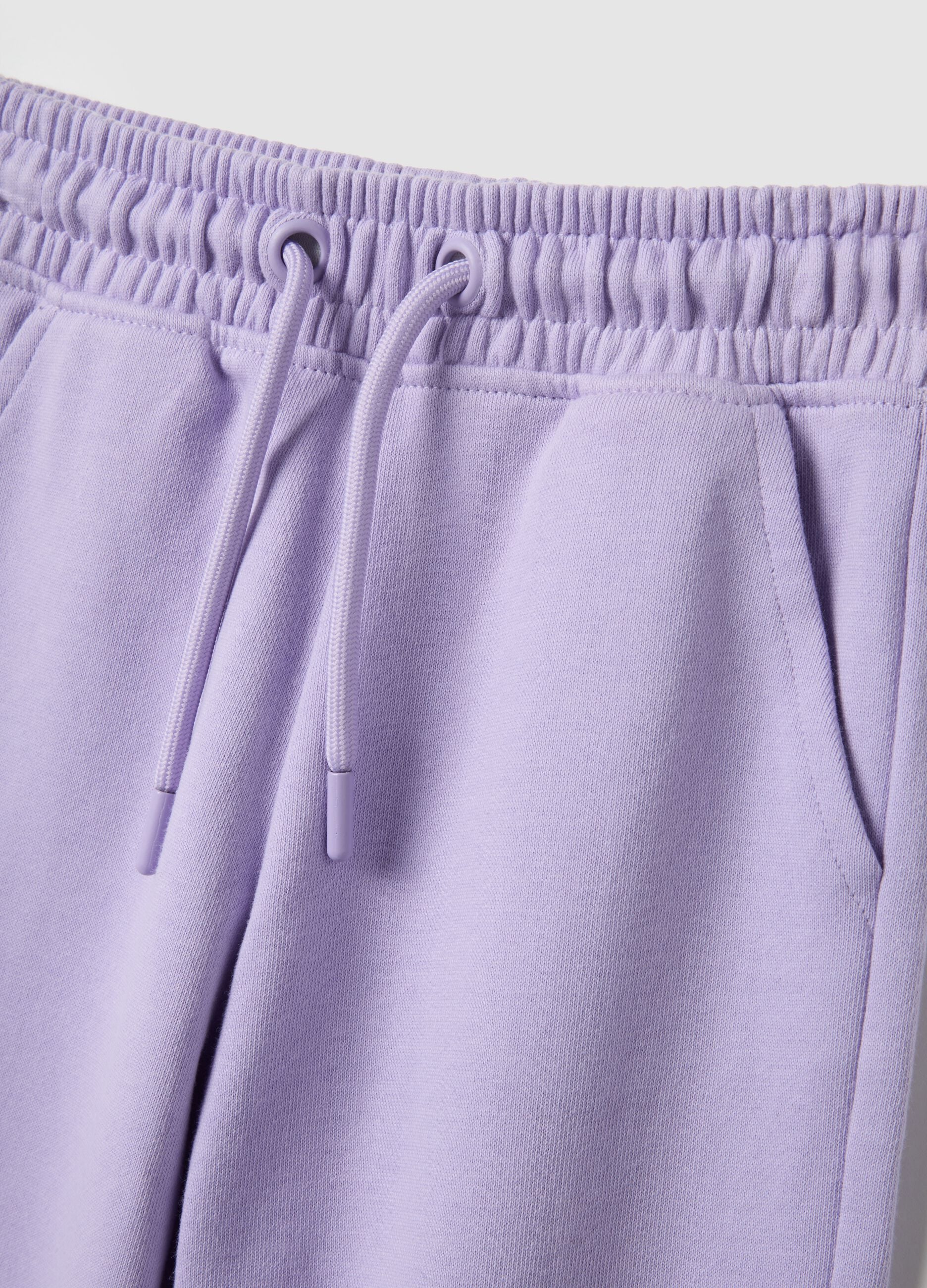 Girls' purple jogger trousers in pure cotton, regular fit