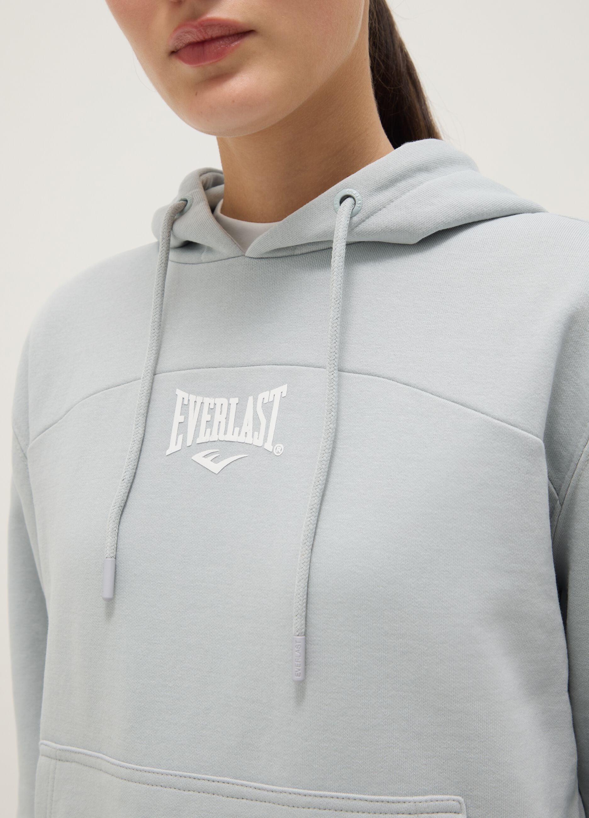 Grey cotton blend hoodie regular fit