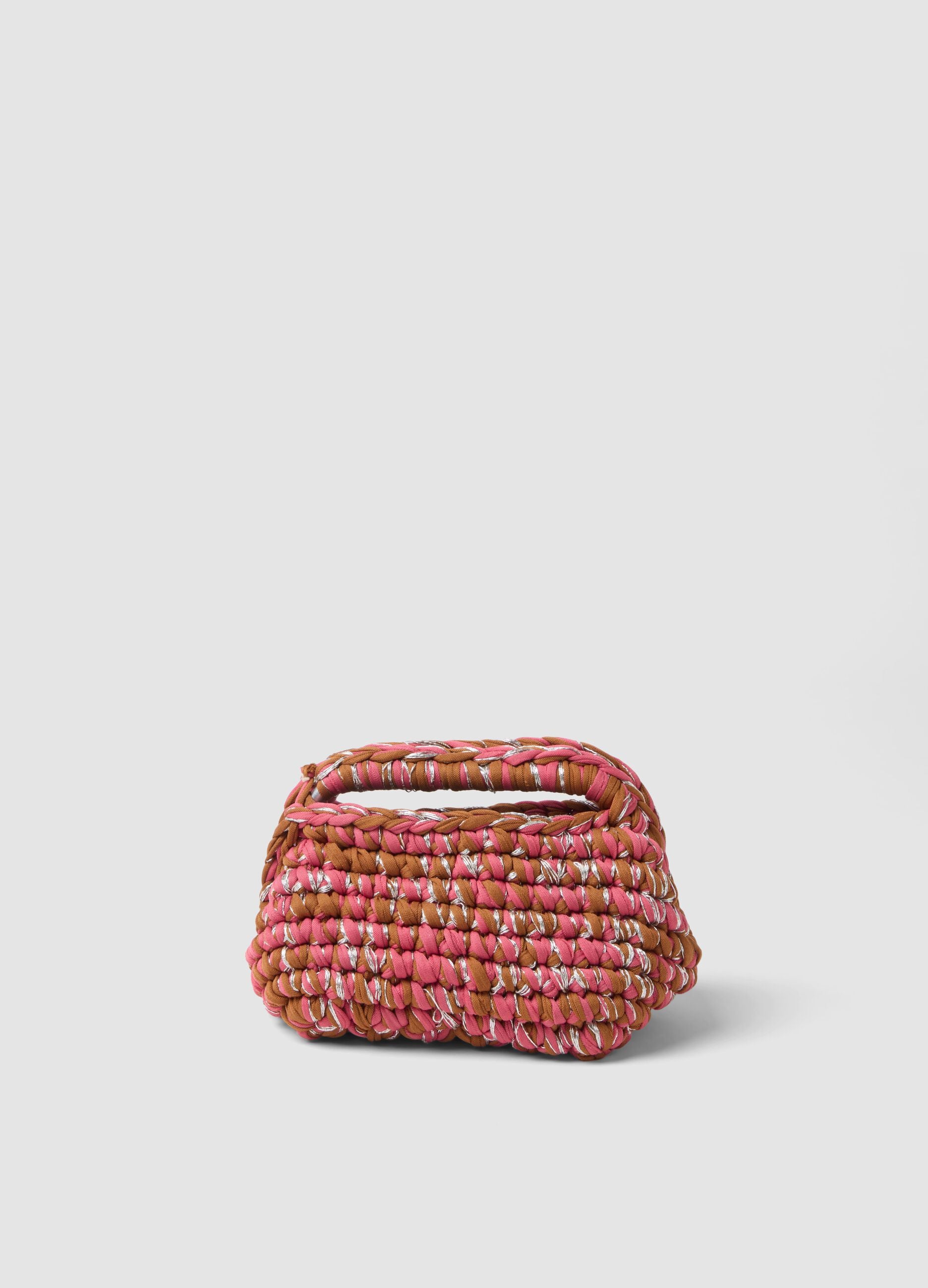 Multicolour woven cotton-blend pouch