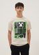 Boys' Beige Pure Cotton T-shirt with Relaxed Fit and Print_0