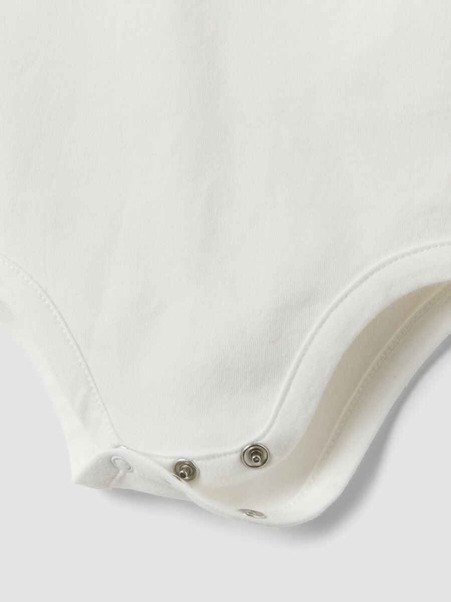 White organic cotton bodysuit with collar for baby girl_2