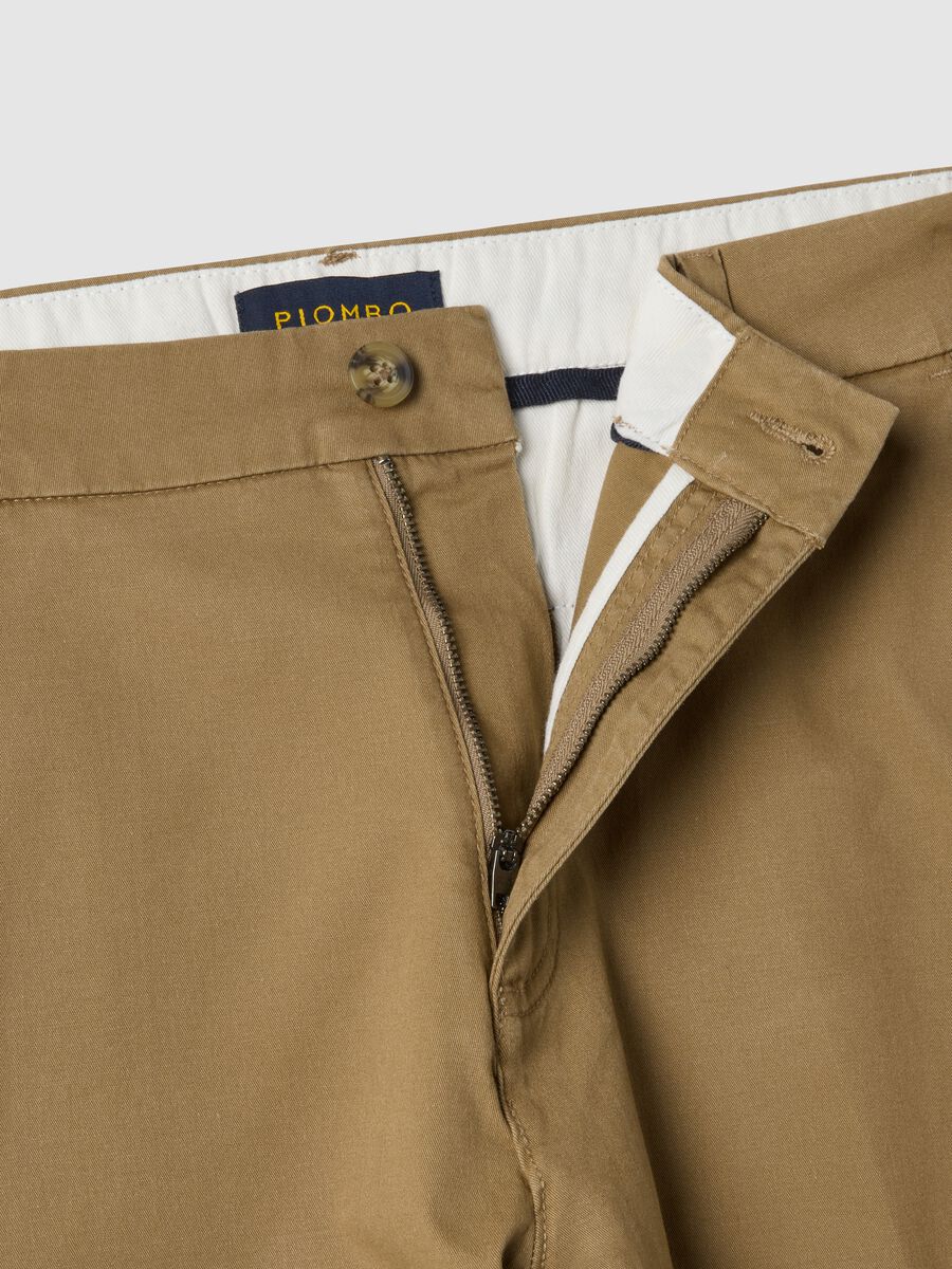Pantaloni chino marrone in cotone elasticizzato slim fit_5