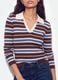 Multicolour striped viscose-blend fitted polo-collar knit_3