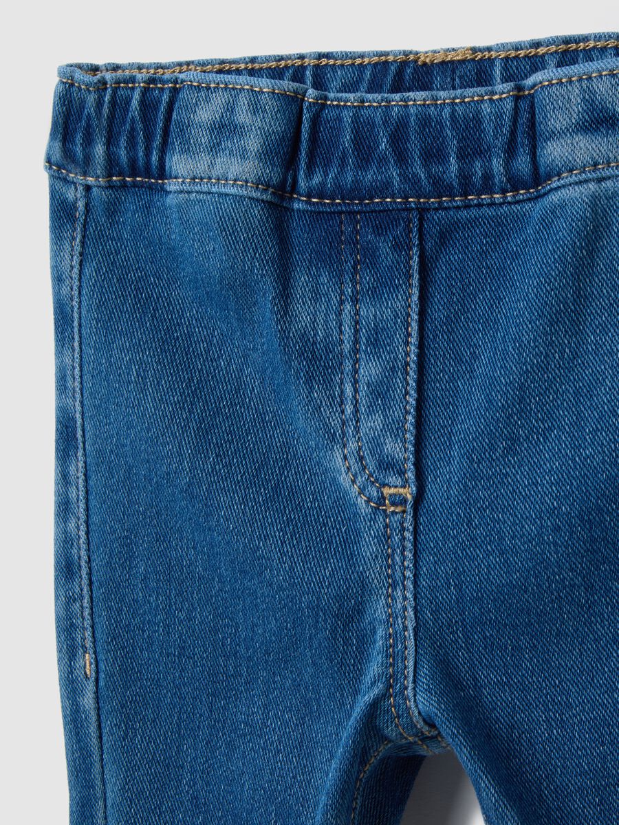 Blue Cotton Blend Slim Fit Jeggings for Baby Girl_2