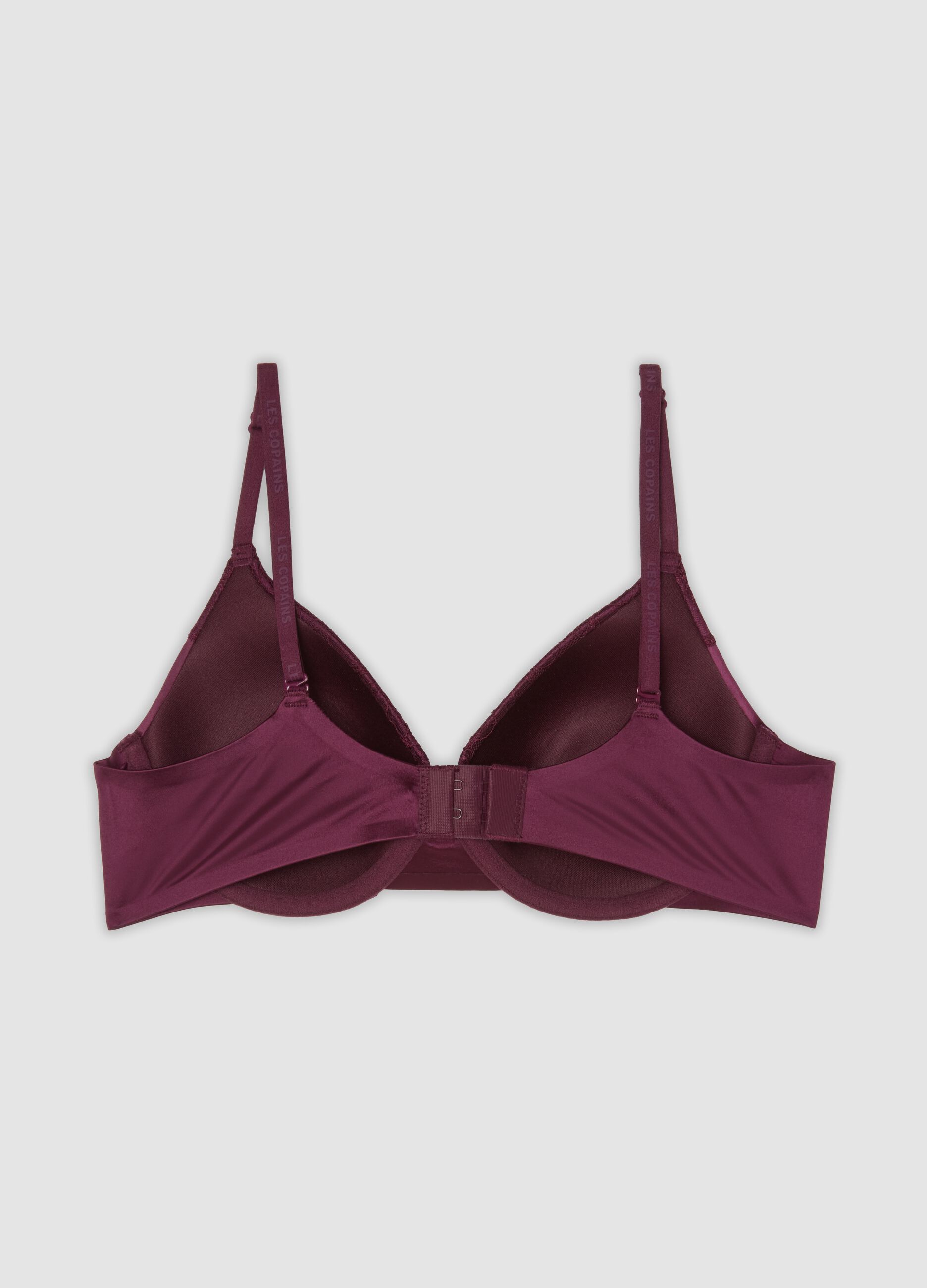 Purple stretch microfibre bra with lace