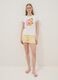 Yellow pure cotton pyjama shorts with lemon print and pink drawstring_0