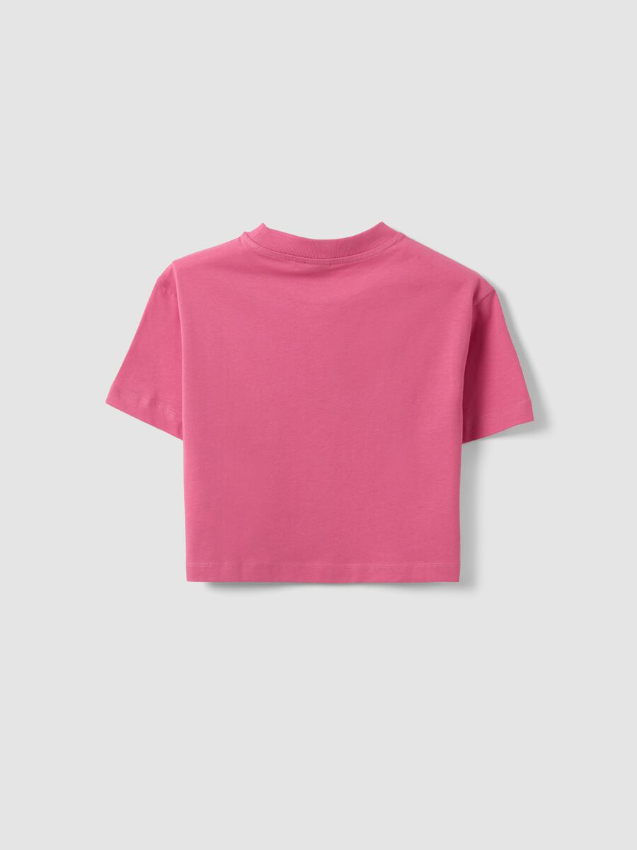 Pink pure cotton T-shirt with appliqu&eacute; stars, regular fit for girls_5