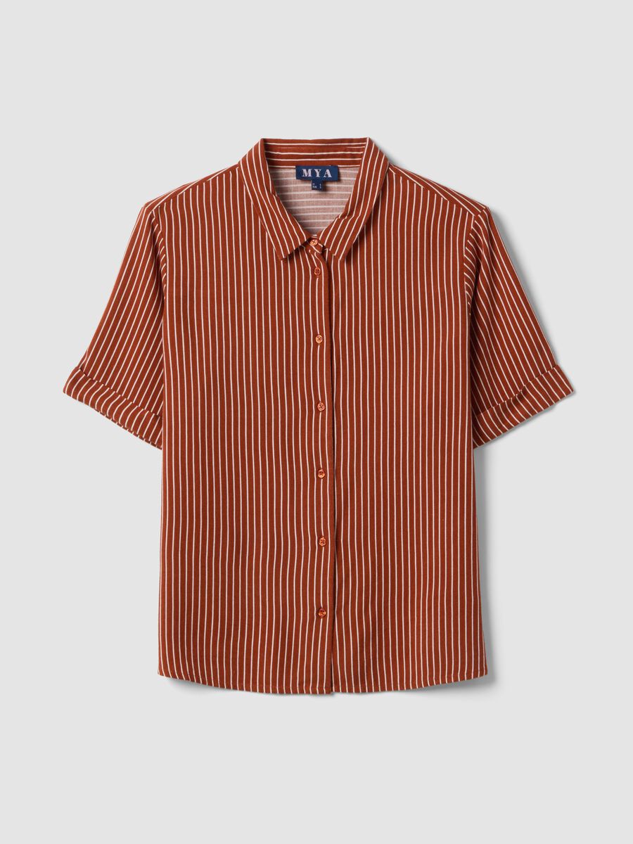 Multicolour striped regular-fit viscose and linen blend shirt_4