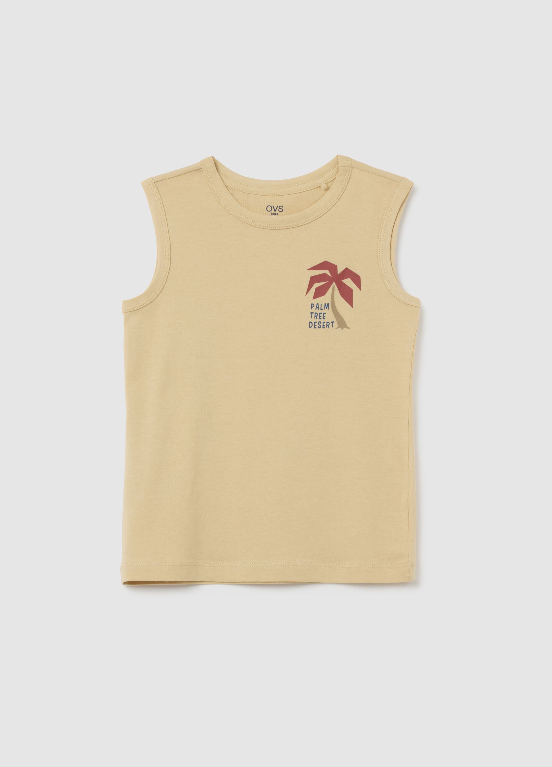 Children's beige pure cotton sleeveless top regular fit