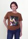 Brown pure cotton T-shirt with floral print, regular fit_0