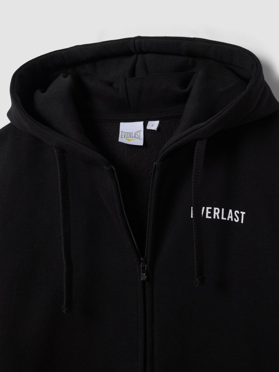 Black zip-up hooded sweatshirt in cotton blend_5