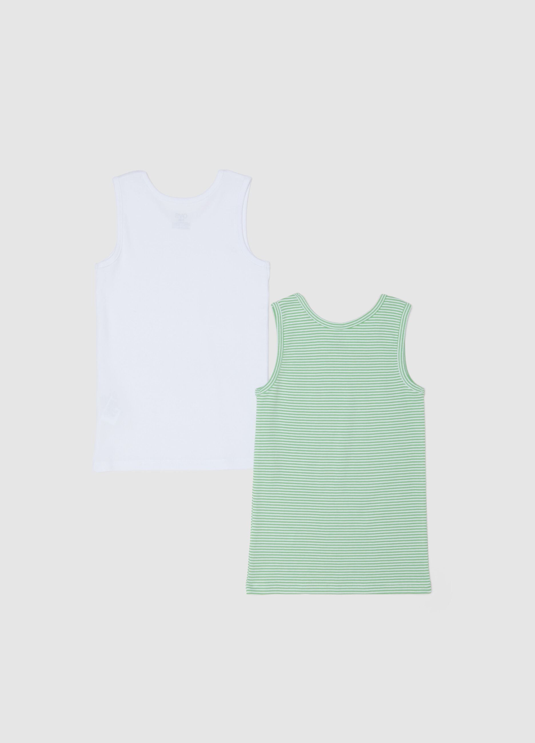 Pack of two multicoloured pure cotton boys' tank tops, regular fit