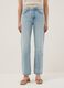 Blue straight regular fit denim jeans in pure cotton_1