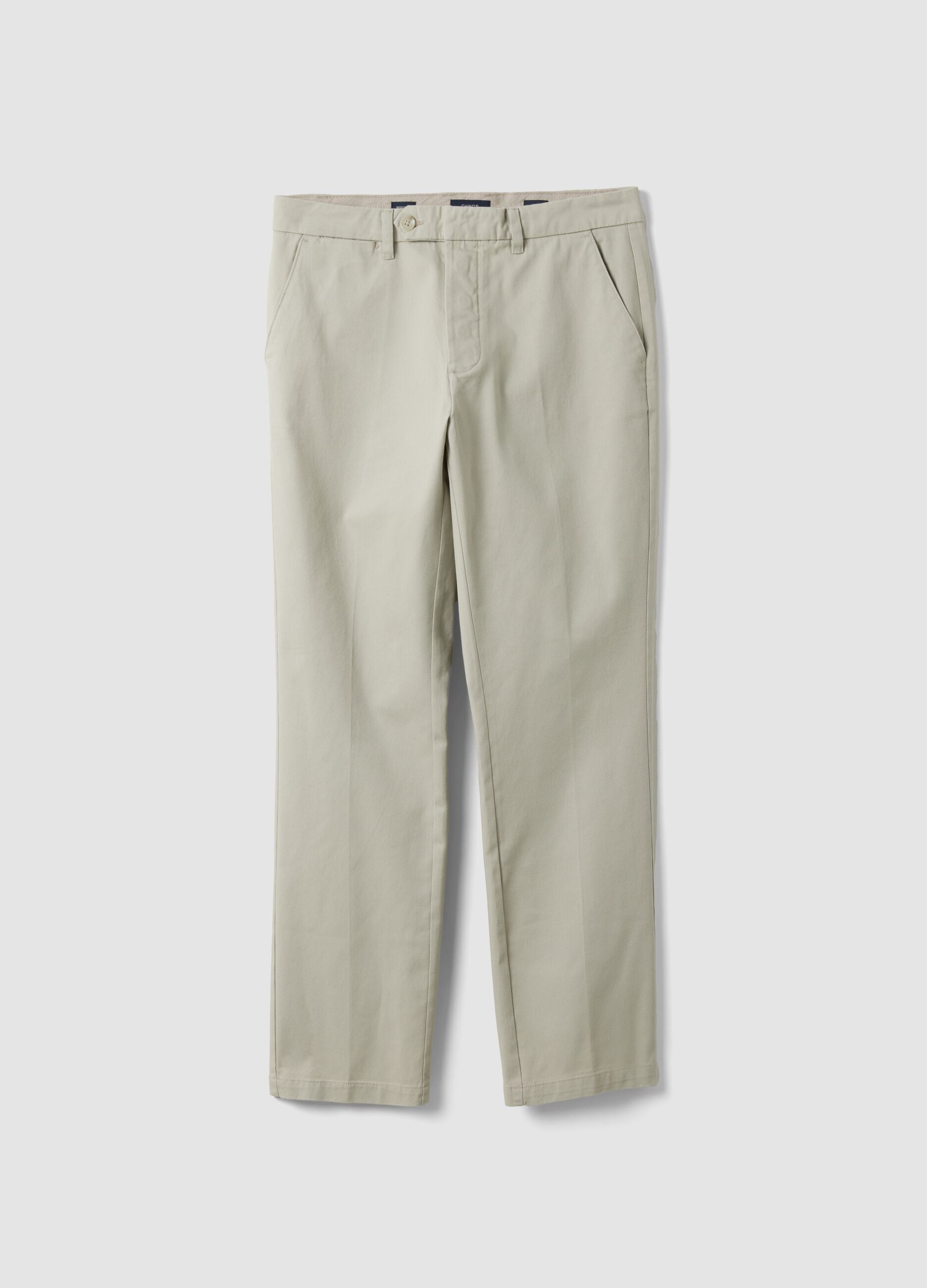 Beige pure cotton regular-fit chino trousers