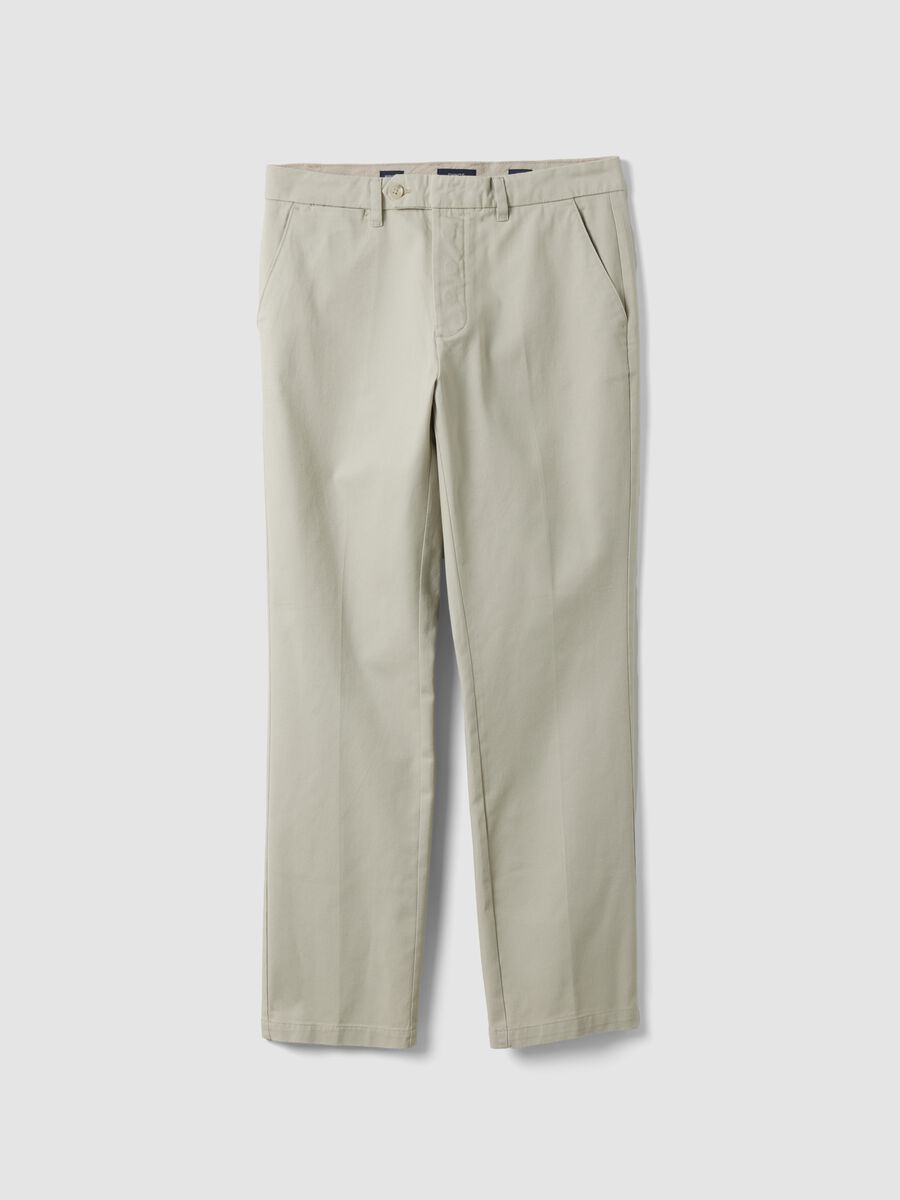 Beige pure cotton regular-fit chino trousers_0