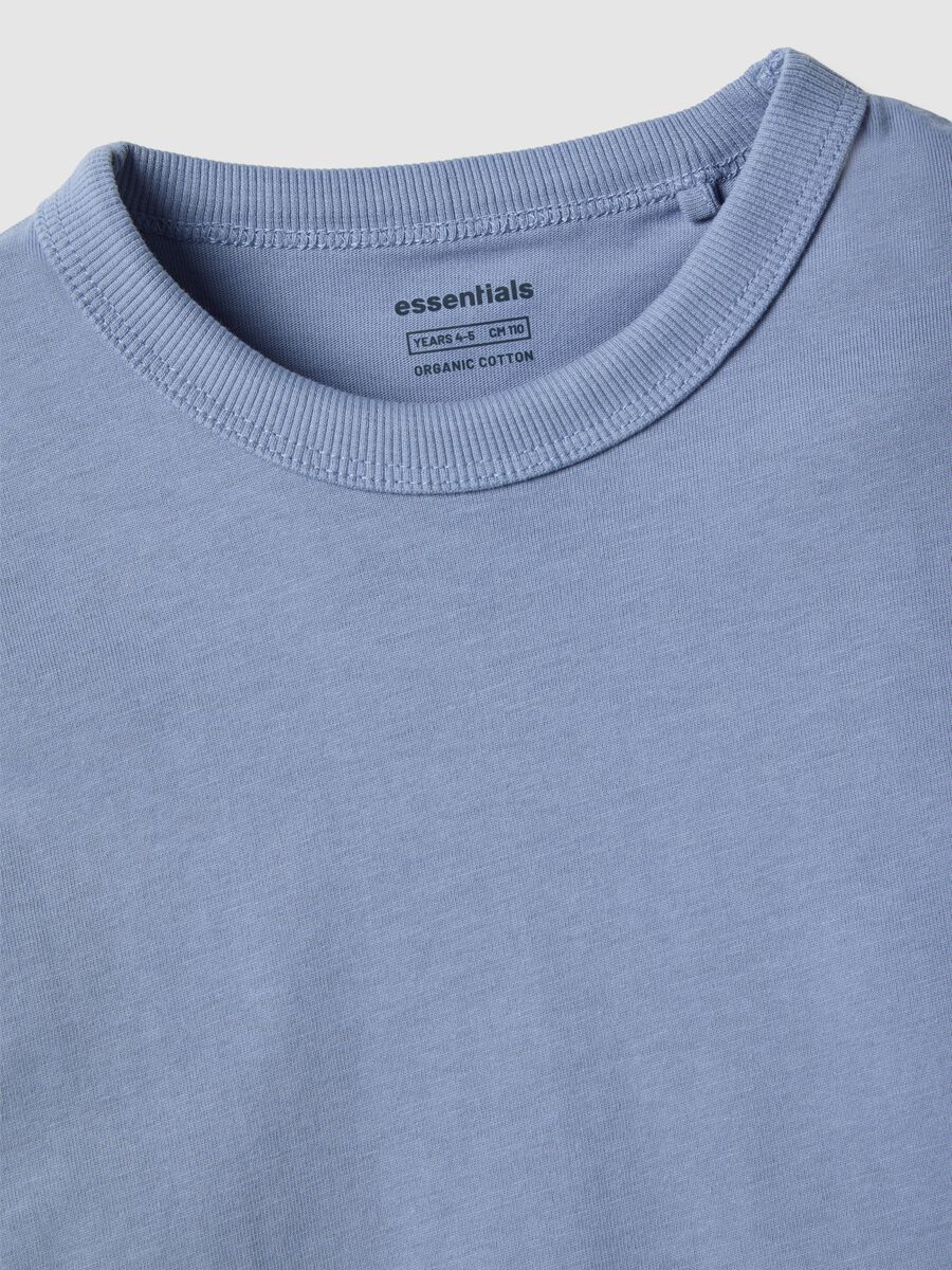 T-shirt girocollo azzurra da bambino in puro cotone regular fit_2