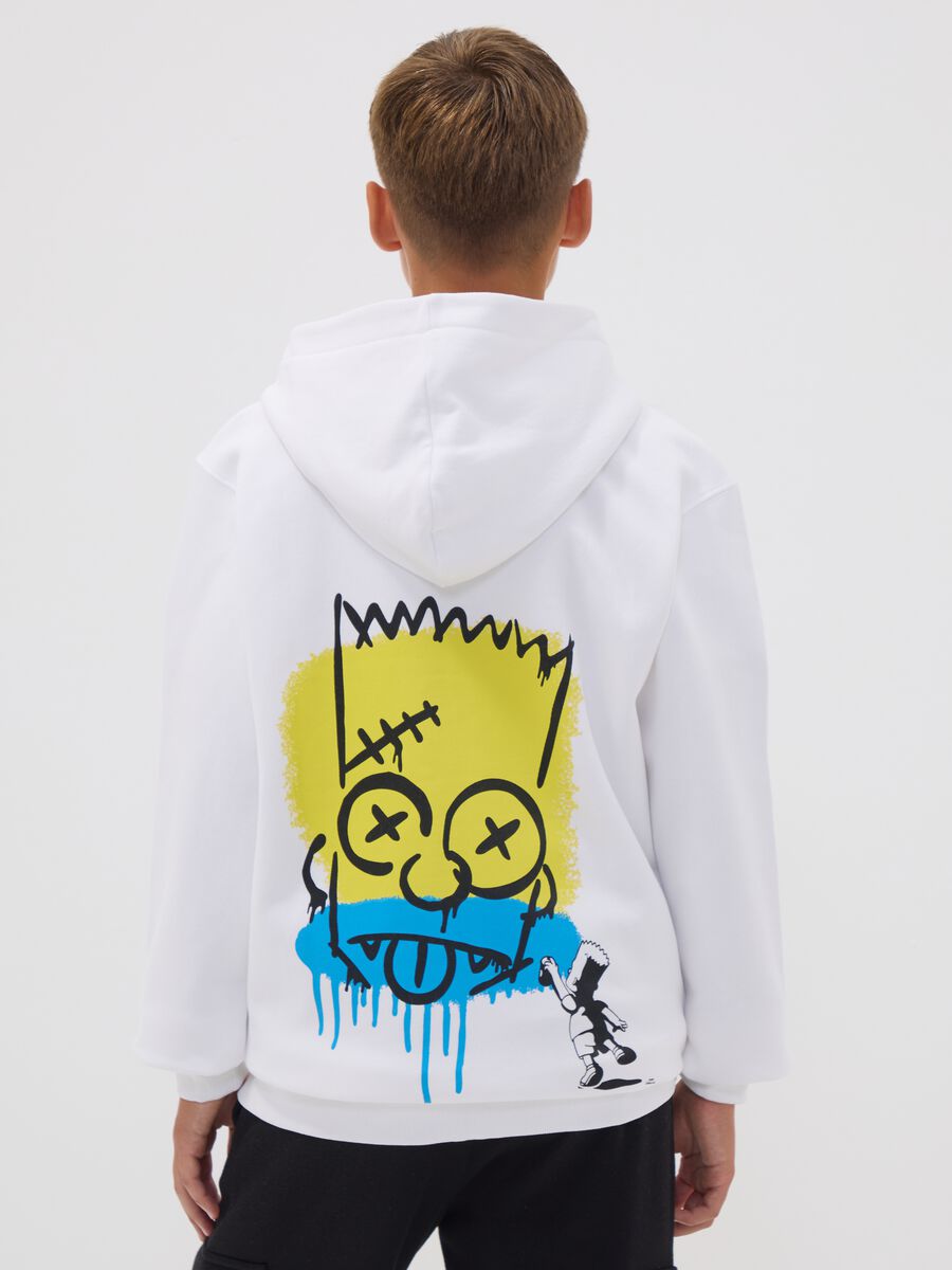 White pure-cotton hooded sweatshirt with Simpsons print for boys_2