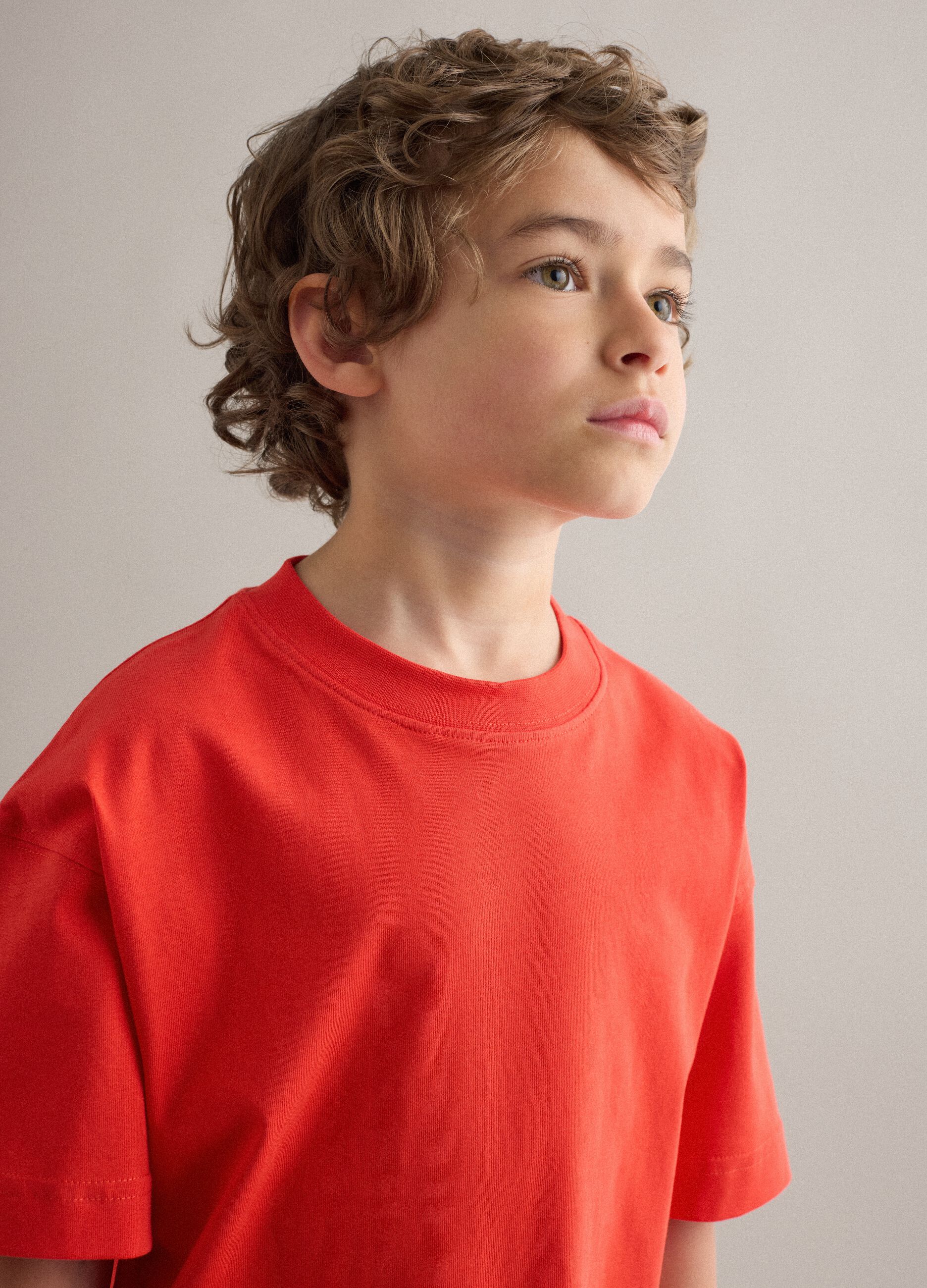 Orange pure cotton oversized fit kids' T-shirt