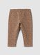 Brown stretch cotton leggings with heart print_0